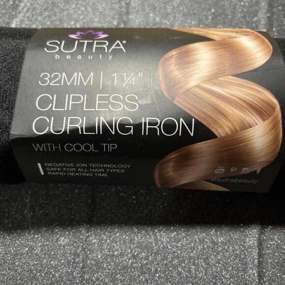 NEW Sutra Clipless Curling Iron w/ Ceramic Ion 32mm 1.25in Wand Cool Tip & Bag - Picture 2 of 3